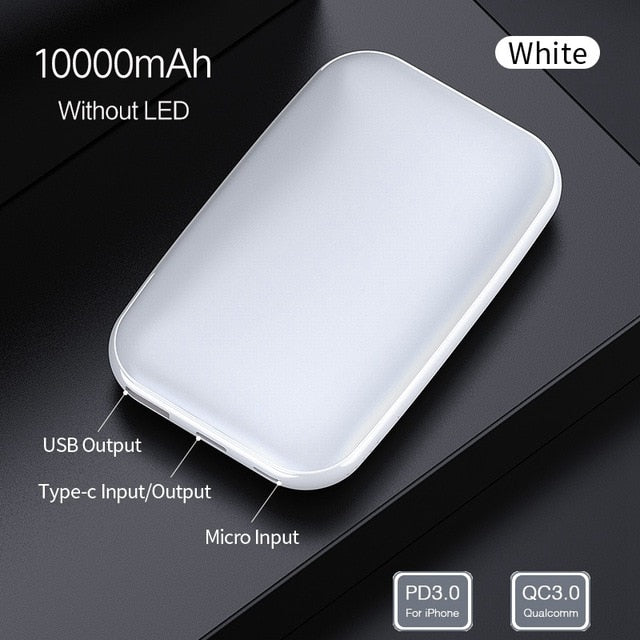 ROCK 18W Type C PD QC 3.0 Power Bank 10000mah Mini External Battery LED Display USB Quick Fast Charging Powerbank For Xiaomi Mi