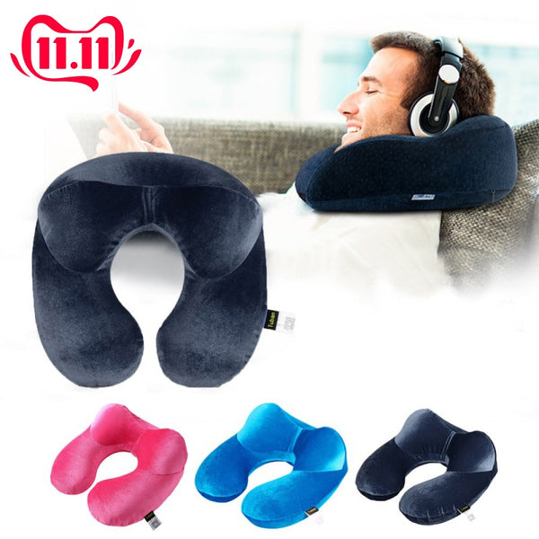 U-Shape Travel Pillow for Airplane Inflatable Neck Pillow Travel Accessories 4Colors Comfortable Pillows for Sleep Home Textile