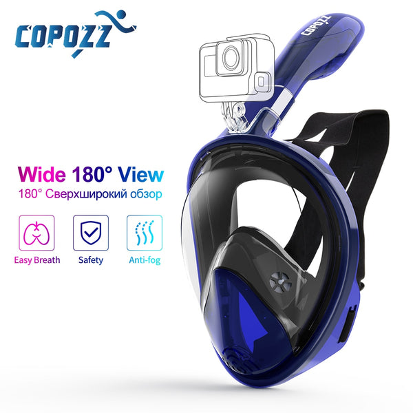 COPOZZ Scuba Diving Mask Full Face Anti Fog Underwater Snorkel Mask Set Swimming Mask for Gopro Camera Men Women Kids Children